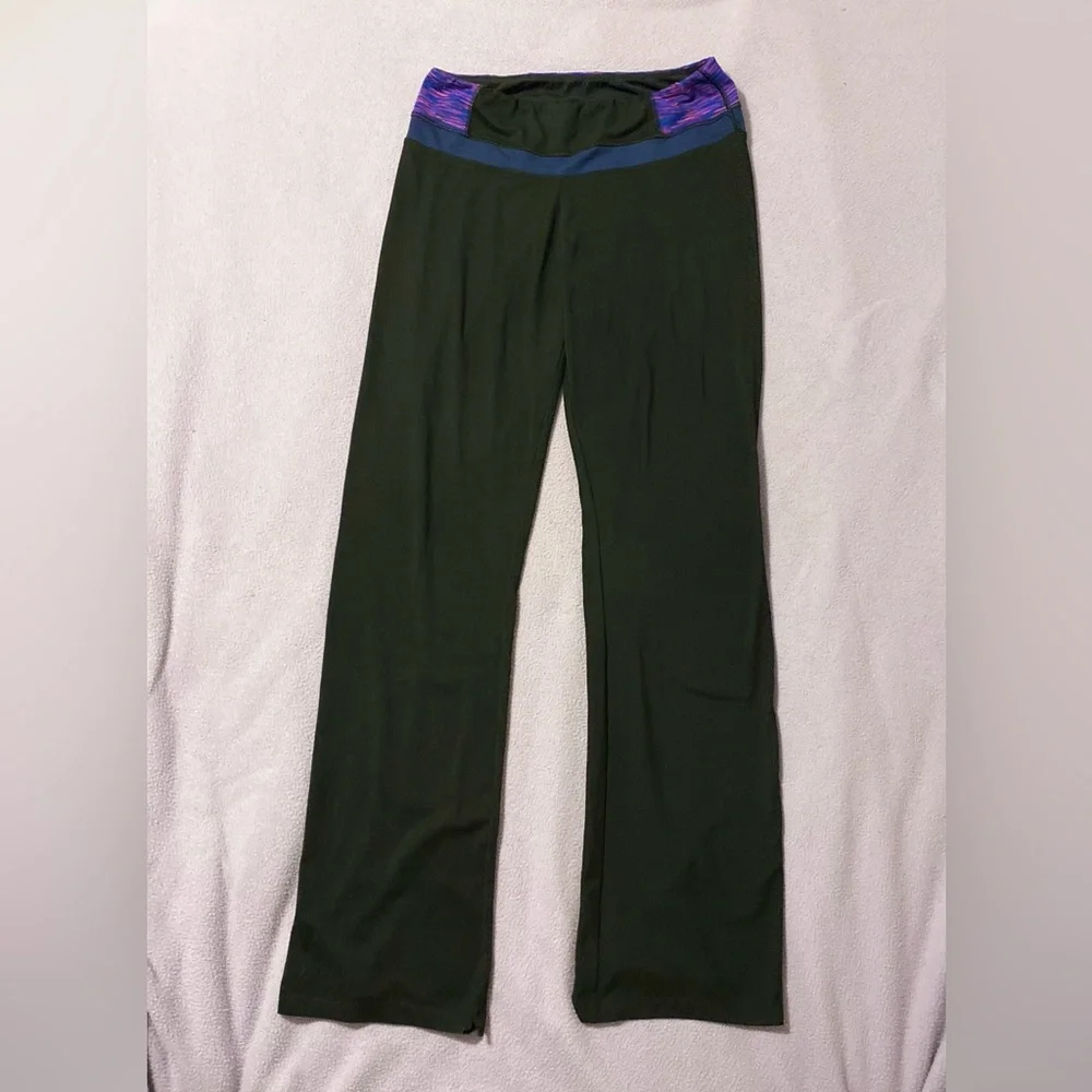 (2) Bally Spandex / Polyester Fitness Pants - Blue / Pink & Purple Elastic Waist - Picture 2 of 5